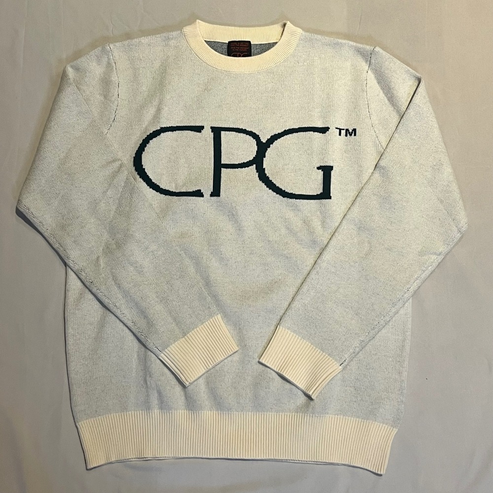CPG‎ Knit Sweater |Top|Women’s|Long Sleeve Graphic Print Light Blue Cream|Size S